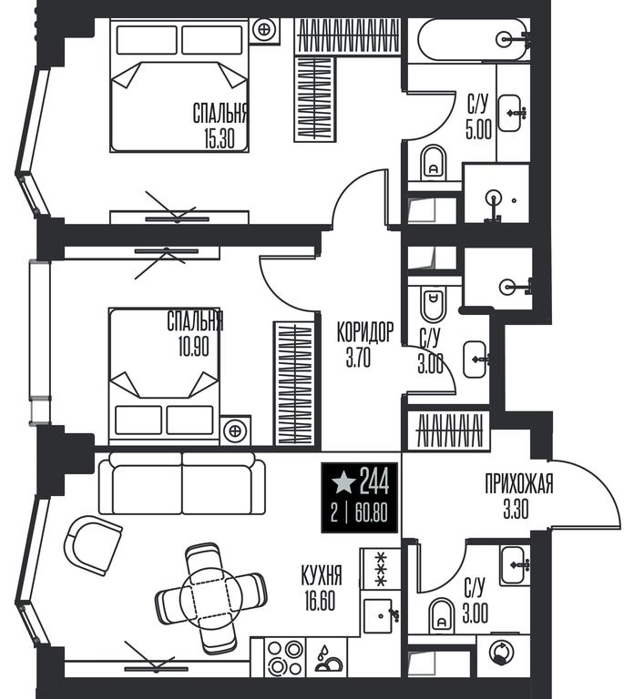 2-BD Apartment Sale, 60.8 sq. m. at Ice Towers, State Nature Reserve of Regional Significance Forest on the Samorodinka River, Moscow, Russia #1 2-BD Apartment Sale, 60.8 sq. m. at Ice Towers, State Nature Reserve of Regional Significance Forest on the Samorodinka River, Moscow, Russia #1