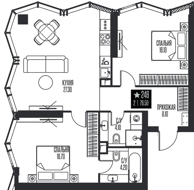 2-BD Apartment Sale, 76.5 sq. m. at Ice Towers, State Nature Reserve of Regional Significance Forest on the Samorodinka River, Moscow, Russia #1 2-BD Apartment Sale, 76.5 sq. m. at Ice Towers, State Nature Reserve of Regional Significance Forest on the Samorodinka River, Moscow, Russia #1