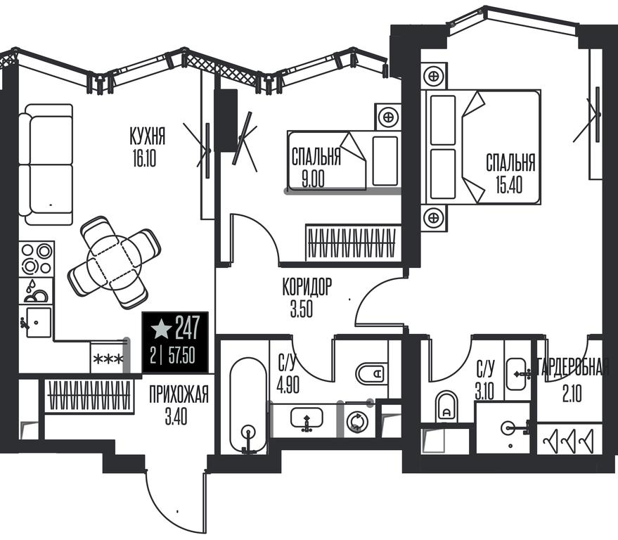 2-BD Apartment Sale, 57.5 sq. m. at Ice Towers, State Nature Reserve of Regional Significance Forest on the Samorodinka River, Moscow, Russia #1 2-BD Apartment Sale, 57.5 sq. m. at Ice Towers, State Nature Reserve of Regional Significance Forest on the Samorodinka River, Moscow, Russia #1