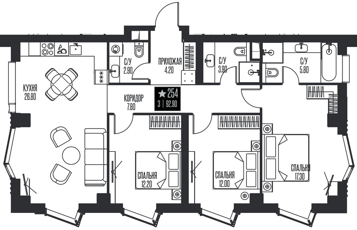3-BD Apartment Sale, 92.9 sq. m. at Ice Towers, State Nature Reserve of Regional Significance Forest on the Samorodinka River, Moscow, Russia #1 3-BD Apartment Sale, 92.9 sq. m. at Ice Towers, State Nature Reserve of Regional Significance Forest on the Samorodinka River, Moscow, Russia #1