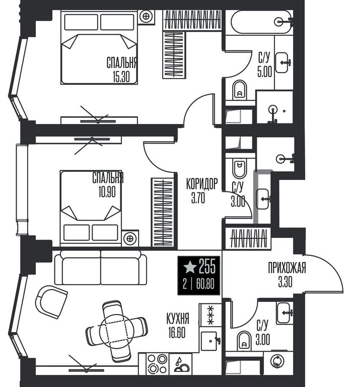 2-BD Apartment Sale, 60.8 sq. m. at Ice Towers, State Nature Reserve of Regional Significance Forest on the Samorodinka River, Moscow, Russia #1 2-BD Apartment Sale, 60.8 sq. m. at Ice Towers, State Nature Reserve of Regional Significance Forest on the Samorodinka River, Moscow, Russia #1