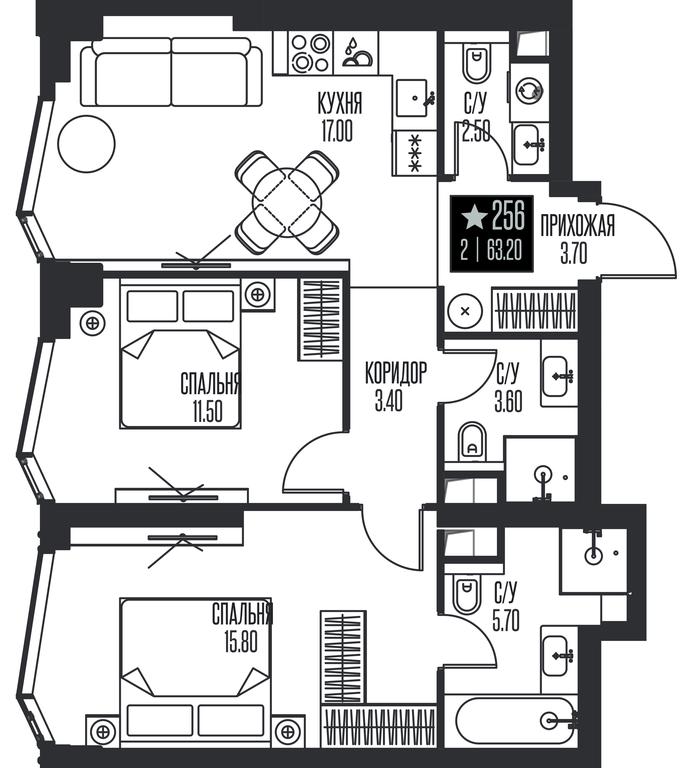 2-BD Apartment Sale, 63.2平方米 at Ice Towers, State Nature Reserve of Regional Significance Forest on the Samorodinka River, Moscow, Russia #1 2-BD Apartment Sale, 63.2平方米 at Ice Towers, State Nature Reserve of Regional Significance Forest on the Samorodinka River, Moscow, Russia #1