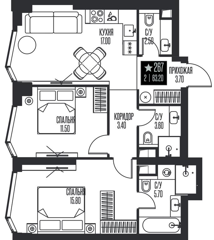 2-BD Apartment Sale, 63.2平方米 at Ice Towers, State Nature Reserve of Regional Significance Forest on the Samorodinka River, Moscow, Russia #1 2-BD Apartment Sale, 63.2平方米 at Ice Towers, State Nature Reserve of Regional Significance Forest on the Samorodinka River, Moscow, Russia #1