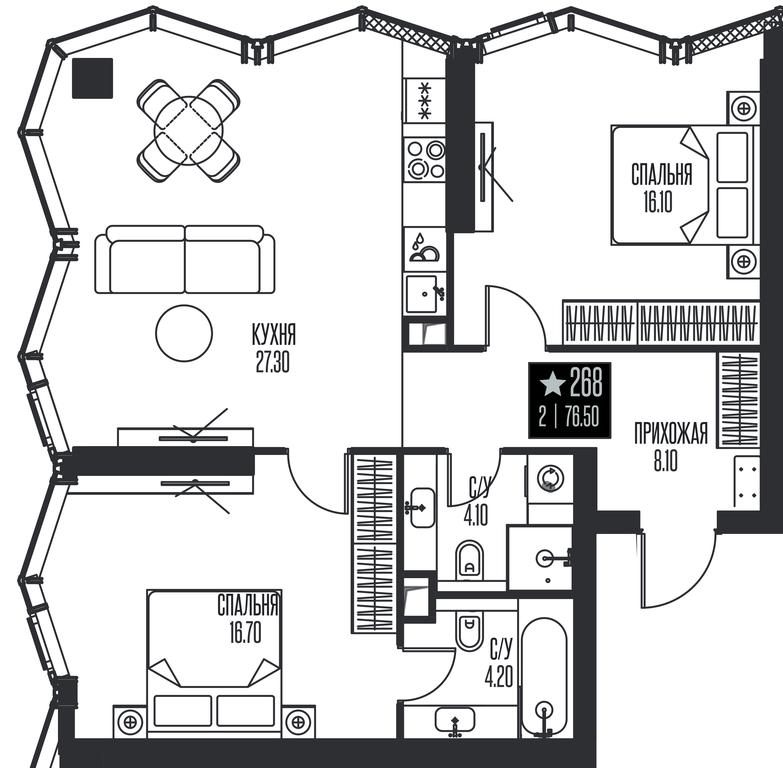 2-BD Apartment Sale, 76.5 sq. m. at Ice Towers, State Nature Reserve of Regional Significance Forest on the Samorodinka River, Moscow, Russia #1 2-BD Apartment Sale, 76.5 sq. m. at Ice Towers, State Nature Reserve of Regional Significance Forest on the Samorodinka River, Moscow, Russia #1