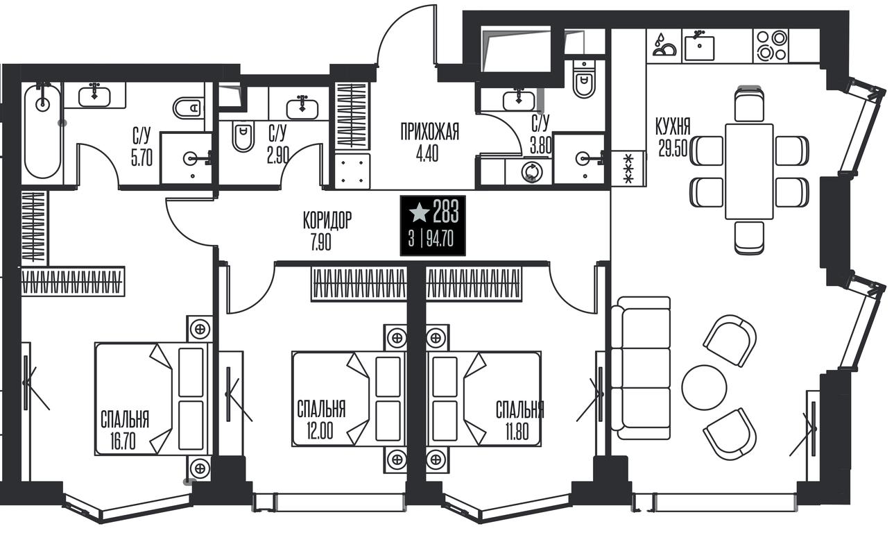 3-BD Apartment Sale, 94.7 sq. m. at Ice Towers, State Nature Reserve of Regional Significance Forest on the Samorodinka River, Moscow, Russia #1