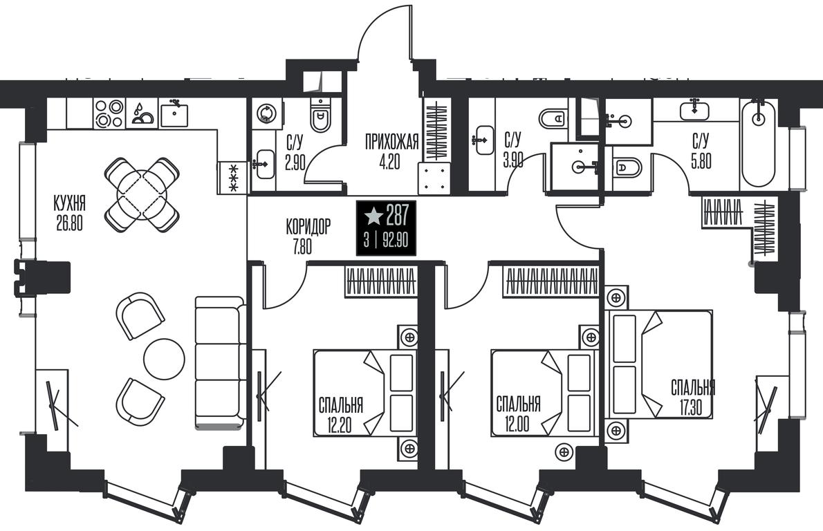 3-BD Apartment Sale, 92.9 sq. m. at Ice Towers, State Nature Reserve of Regional Significance Forest on the Samorodinka River, Moscow, Russia #1 3-BD Apartment Sale, 92.9 sq. m. at Ice Towers, State Nature Reserve of Regional Significance Forest on the Samorodinka River, Moscow, Russia #1