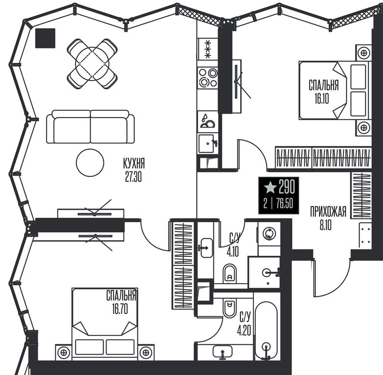 2-BD Apartment Sale, 76.5平方米 at Ice Towers, State Nature Reserve of Regional Significance Forest on the Samorodinka River, Moscow, Russia #1 2-BD Apartment Sale, 76.5平方米 at Ice Towers, State Nature Reserve of Regional Significance Forest on the Samorodinka River, Moscow, Russia #1