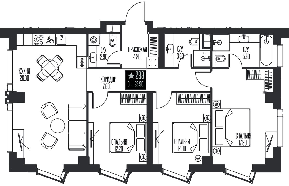 3-BD Apartment Sale, 92.9 sq. m. at Ice Towers, State Nature Reserve of Regional Significance Forest on the Samorodinka River, Moscow, Russia #1 3-BD Apartment Sale, 92.9 sq. m. at Ice Towers, State Nature Reserve of Regional Significance Forest on the Samorodinka River, Moscow, Russia #1