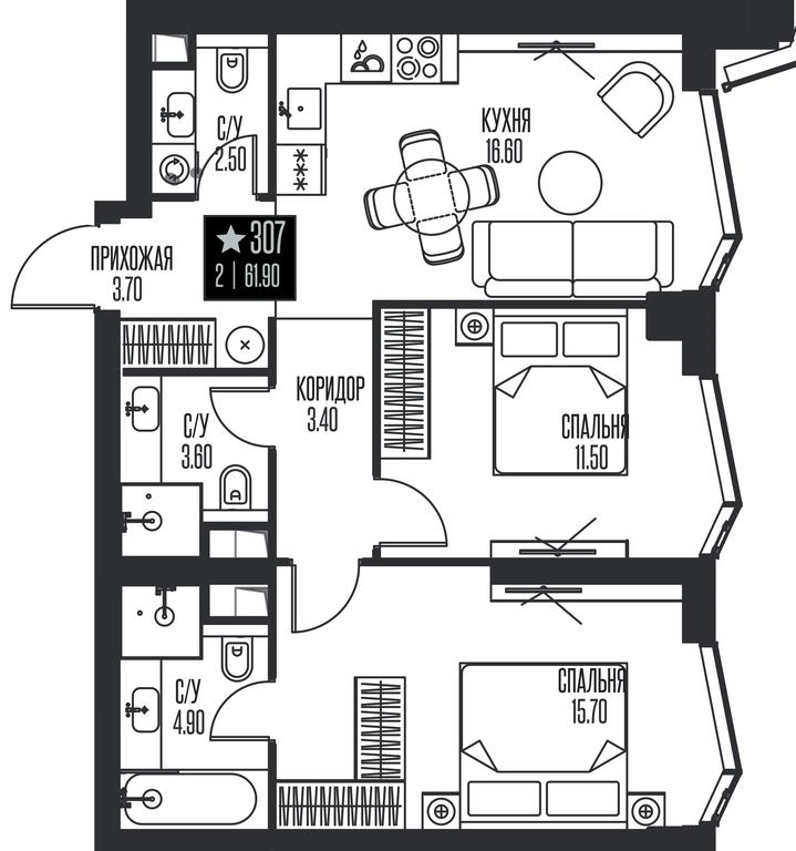 2-BD Apartment Sale, 61.9 sq. m. at Ice Towers, State Nature Reserve of Regional Significance Forest on the Samorodinka River, Moscow, Russia #1 2-BD Apartment Sale, 61.9 sq. m. at Ice Towers, State Nature Reserve of Regional Significance Forest on the Samorodinka River, Moscow, Russia #1
