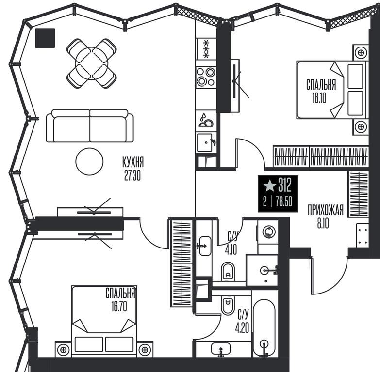2-BD Apartment Sale, 76.5平方米 at Ice Towers, State Nature Reserve of Regional Significance Forest on the Samorodinka River, Moscow, Russia #1 2-BD Apartment Sale, 76.5平方米 at Ice Towers, State Nature Reserve of Regional Significance Forest on the Samorodinka River, Moscow, Russia #1