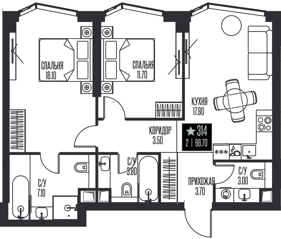 2-BD Apartment Sale, 66.7 sq. m. at Ice Towers, State Nature Reserve of Regional Significance Forest on the Samorodinka River, Moscow, Russia #1 2-BD Apartment Sale, 66.7 sq. m. at Ice Towers, State Nature Reserve of Regional Significance Forest on the Samorodinka River, Moscow, Russia #1