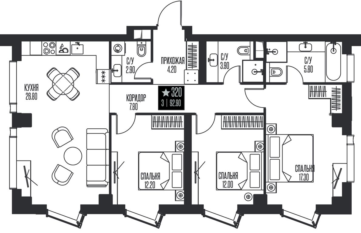 3-BD Apartment Sale, 92.9平方米 at Ice Towers, State Nature Reserve of Regional Significance Forest on the Samorodinka River, Moscow, Russia #1