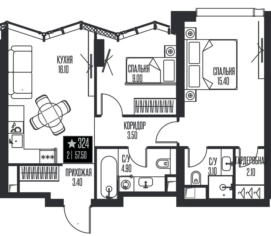 2-BD Apartment Sale, 57.5平方米 at Ice Towers, State Nature Reserve of Regional Significance Forest on the Samorodinka River, Moscow, Russia #1 2-BD Apartment Sale, 57.5平方米 at Ice Towers, State Nature Reserve of Regional Significance Forest on the Samorodinka River, Moscow, Russia #1