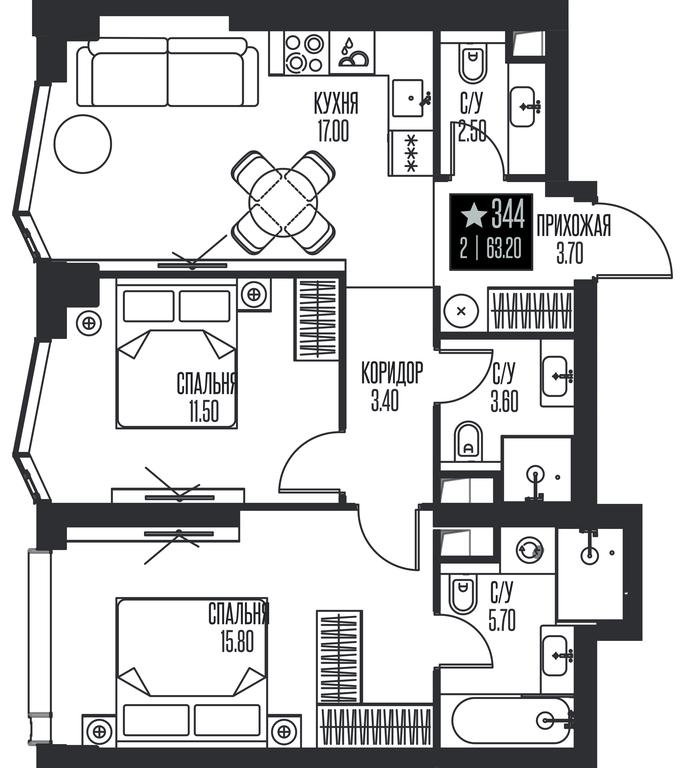 2-BD Apartment Sale, 63.2 sq. m. at Ice Towers, State Nature Reserve of Regional Significance Forest on the Samorodinka River, Moscow, Russia #1 2-BD Apartment Sale, 63.2 sq. m. at Ice Towers, State Nature Reserve of Regional Significance Forest on the Samorodinka River, Moscow, Russia #1