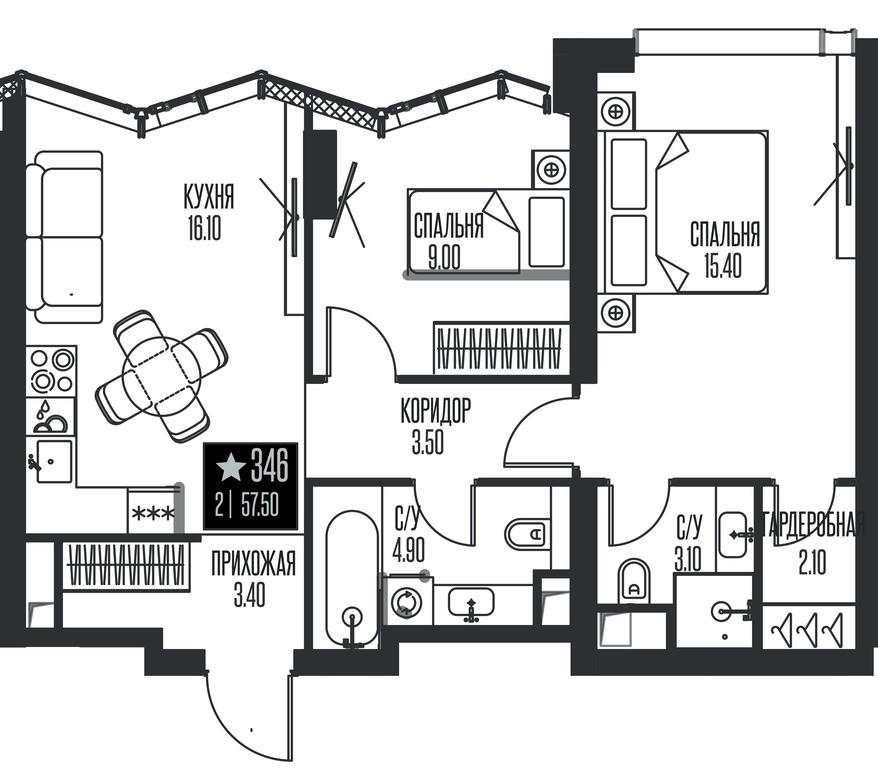 2-BD Apartment Sale, 57.5 sq. m. at Ice Towers, State Nature Reserve of Regional Significance Forest on the Samorodinka River, Moscow, Russia #1 2-BD Apartment Sale, 57.5 sq. m. at Ice Towers, State Nature Reserve of Regional Significance Forest on the Samorodinka River, Moscow, Russia #1