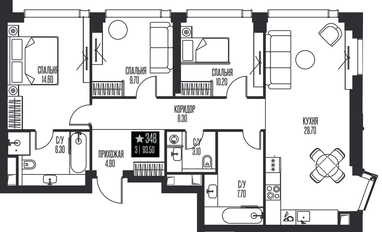 3-BD Apartment Sale, 93.5平方米 at Ice Towers, State Nature Reserve of Regional Significance Forest on the Samorodinka River, Moscow, Russia #1