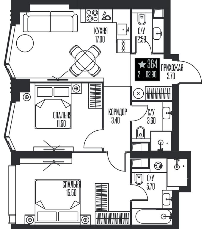 2-BD Apartment Sale, 62.9 sq. m. at Ice Towers, State Nature Reserve of Regional Significance Forest on the Samorodinka River, Moscow, Russia #1 2-BD Apartment Sale, 62.9 sq. m. at Ice Towers, State Nature Reserve of Regional Significance Forest on the Samorodinka River, Moscow, Russia #1