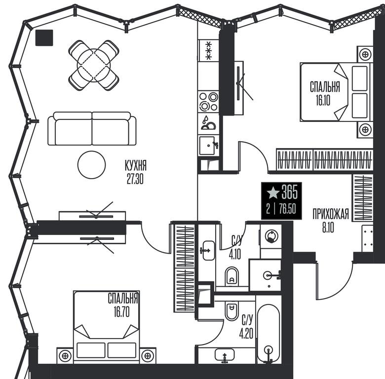 2-BD Apartment Sale, 76.5 sq. m. at Ice Towers, State Nature Reserve of Regional Significance Forest on the Samorodinka River, Moscow, Russia #1