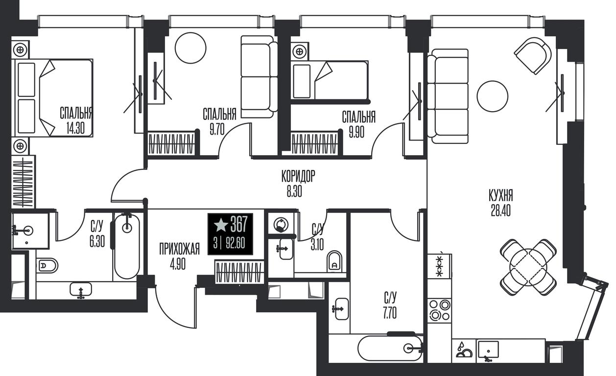 Продажа 3-комн. квартиры, 92,6 м² в ЖК «Ice Towers (Айс Товерс)», государственный природный заказник регионального значения Лес на реке Самородинке, Москва, Россия #1