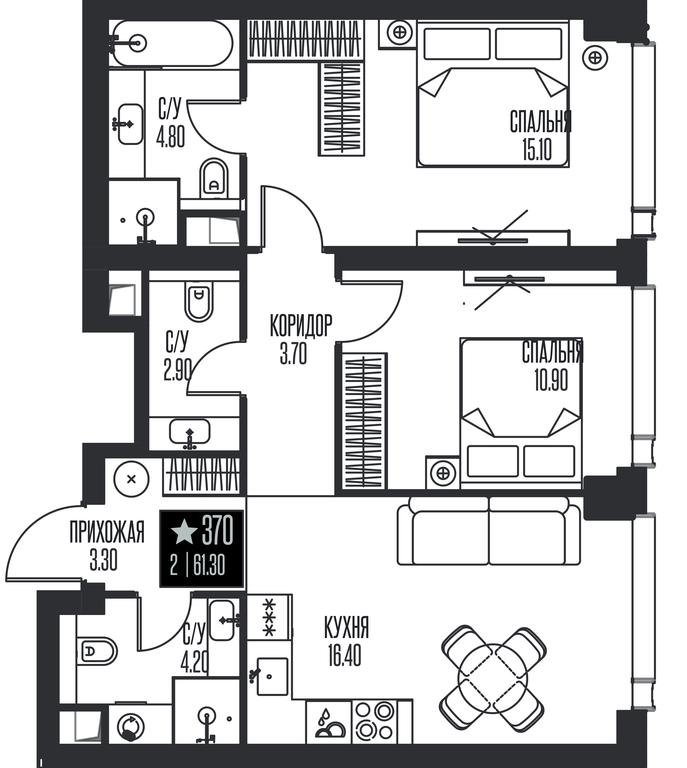 2-BD Apartment Sale, 61.3平方米 at Ice Towers, State Nature Reserve of Regional Significance Forest on the Samorodinka River, Moscow, Russia #1 2-BD Apartment Sale, 61.3平方米 at Ice Towers, State Nature Reserve of Regional Significance Forest on the Samorodinka River, Moscow, Russia #1