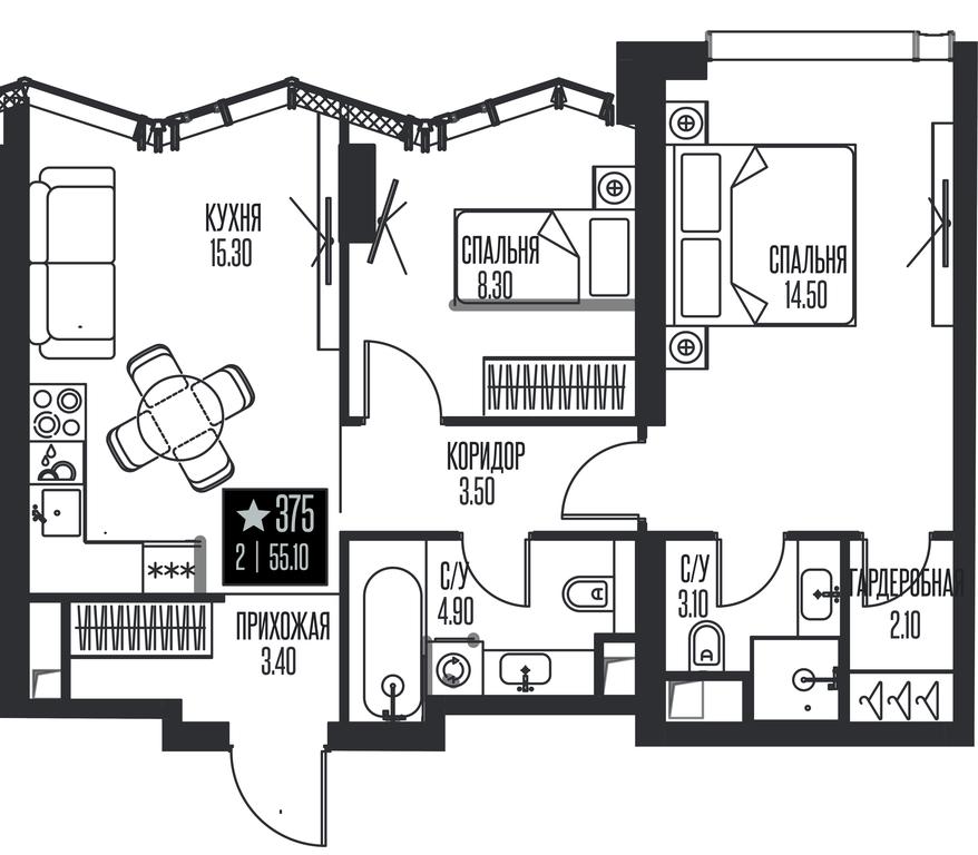 2-BD Apartment Sale, 55.1平方米 at Ice Towers, State Nature Reserve of Regional Significance Forest on the Samorodinka River, Moscow, Russia #1 2-BD Apartment Sale, 55.1平方米 at Ice Towers, State Nature Reserve of Regional Significance Forest on the Samorodinka River, Moscow, Russia #1