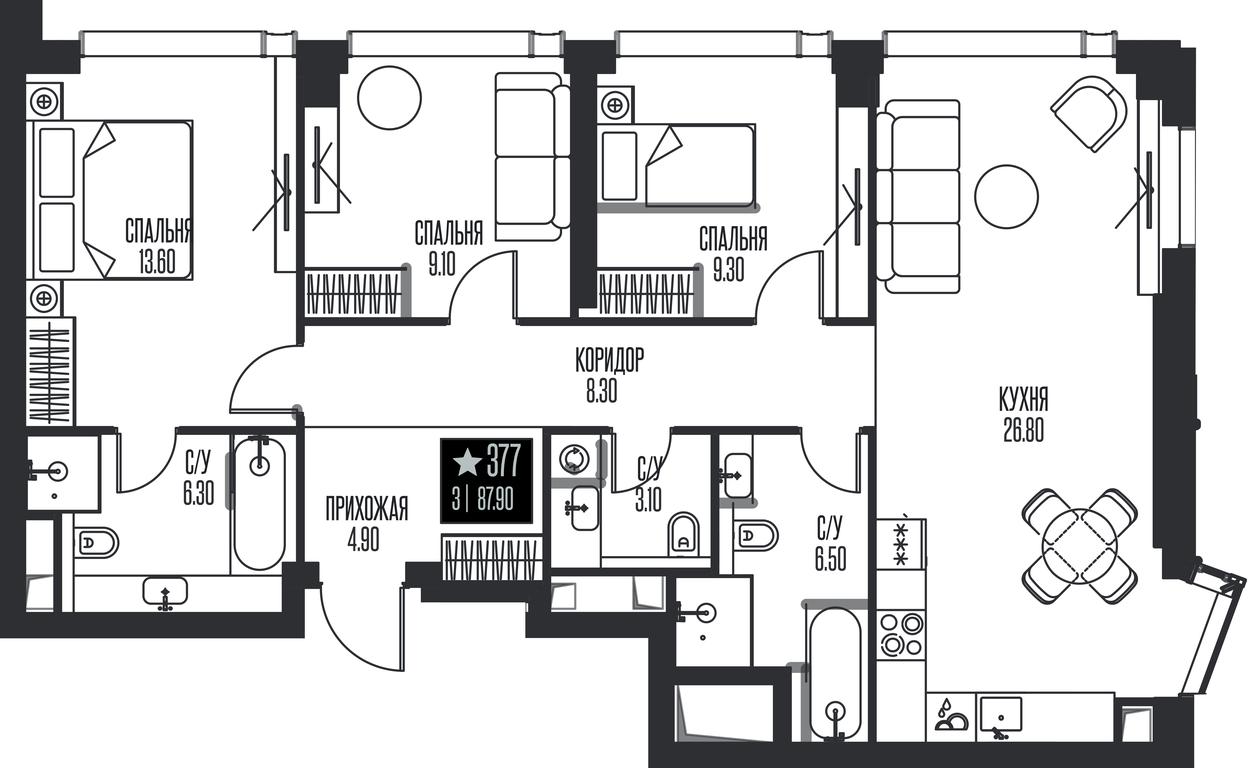 3-BD Apartment Sale, 87.9 sq. m. at Ice Towers, State Nature Reserve of Regional Significance Forest on the Samorodinka River, Moscow, Russia #1 3-BD Apartment Sale, 87.9 sq. m. at Ice Towers, State Nature Reserve of Regional Significance Forest on the Samorodinka River, Moscow, Russia #1