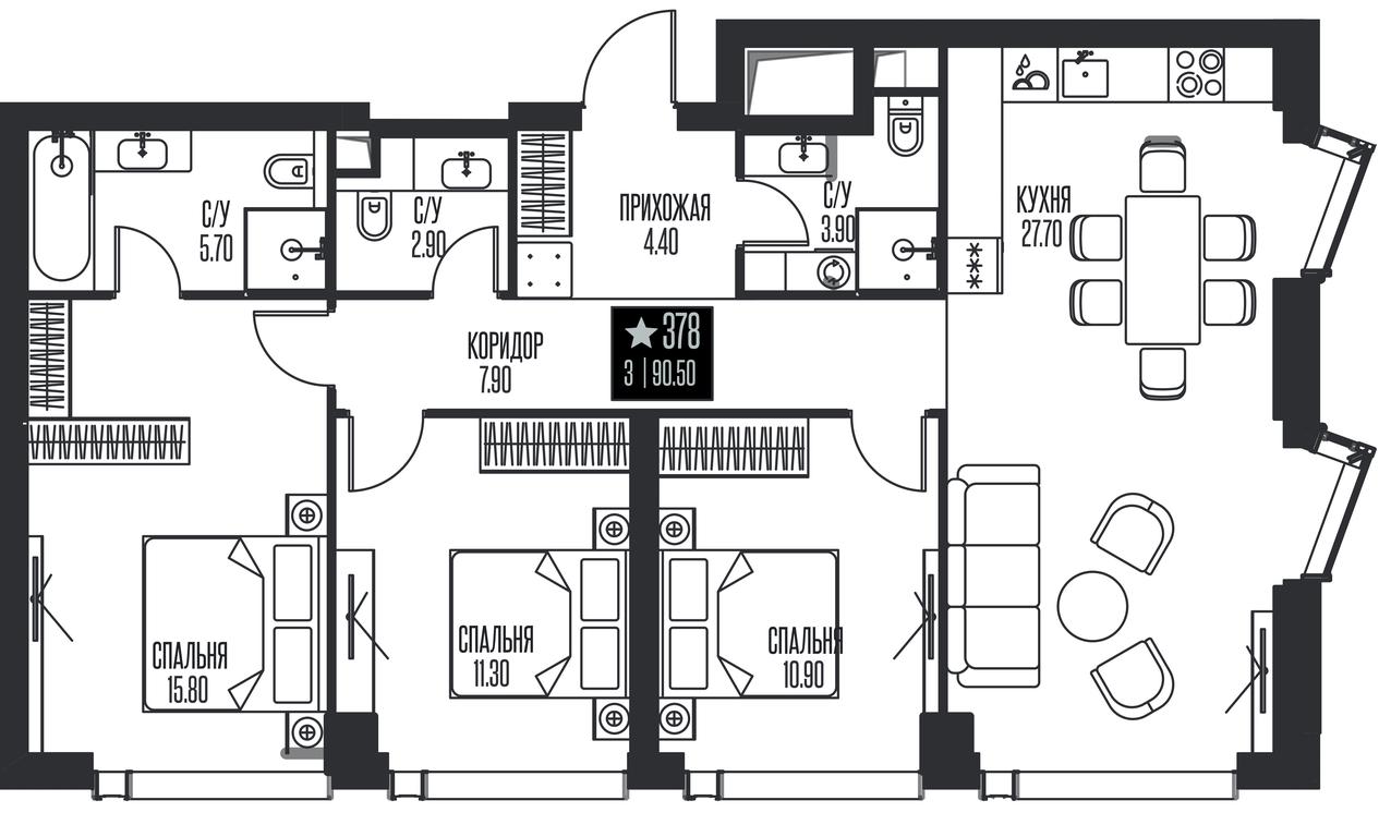 3-BD Apartment Sale, 90.5 sq. m. at Ice Towers, State Nature Reserve of Regional Significance Forest on the Samorodinka River, Moscow, Russia #1