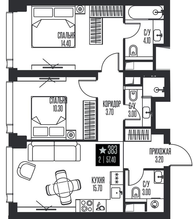 2-BD Apartment Sale, 57.4 sq. m. at Ice Towers, State Nature Reserve of Regional Significance Forest on the Samorodinka River, Moscow, Russia #1 2-BD Apartment Sale, 57.4 sq. m. at Ice Towers, State Nature Reserve of Regional Significance Forest on the Samorodinka River, Moscow, Russia #1