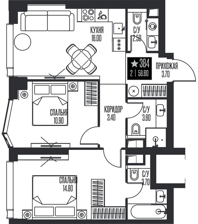 2-BD Apartment Sale, 58.6 sq. m. at Ice Towers, State Nature Reserve of Regional Significance Forest on the Samorodinka River, Moscow, Russia #1 2-BD Apartment Sale, 58.6 sq. m. at Ice Towers, State Nature Reserve of Regional Significance Forest on the Samorodinka River, Moscow, Russia #1