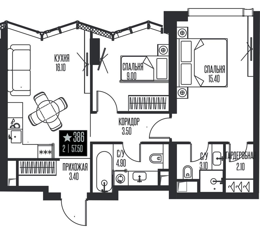 2-BD Apartment Sale, 57.5 sq. m. at Ice Towers, State Nature Reserve of Regional Significance Forest on the Samorodinka River, Moscow, Russia #1 2-BD Apartment Sale, 57.5 sq. m. at Ice Towers, State Nature Reserve of Regional Significance Forest on the Samorodinka River, Moscow, Russia #1