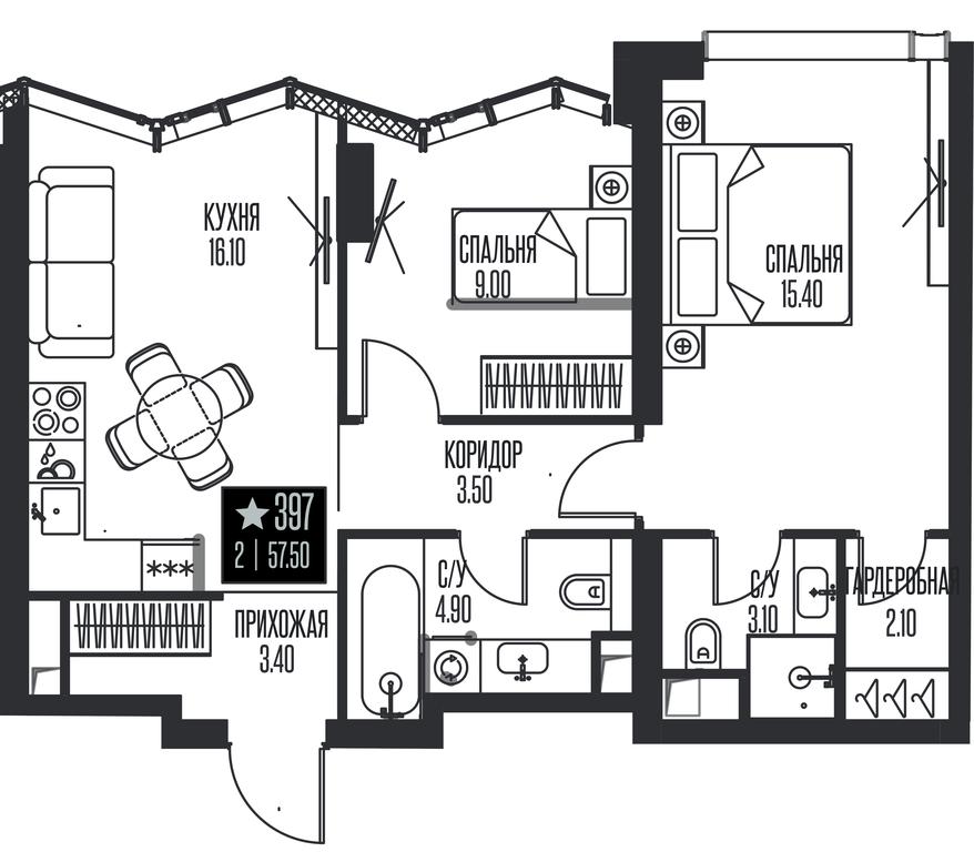 2-BD Apartment Sale, 57.5 sq. m. at Ice Towers, State Nature Reserve of Regional Significance Forest on the Samorodinka River, Moscow, Russia #1 2-BD Apartment Sale, 57.5 sq. m. at Ice Towers, State Nature Reserve of Regional Significance Forest on the Samorodinka River, Moscow, Russia #1