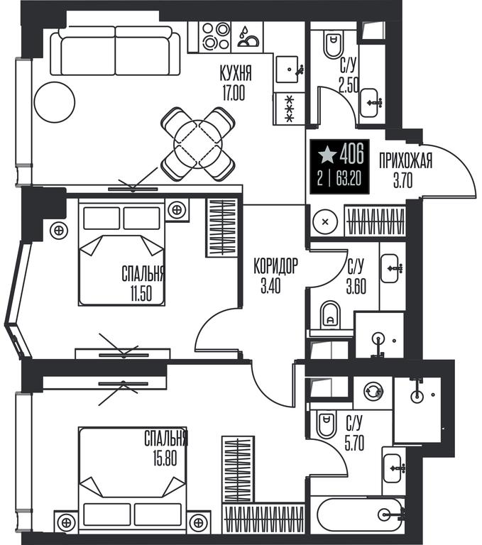 2-BD Apartment Sale, 63.2平方米 at Ice Towers, State Nature Reserve of Regional Significance Forest on the Samorodinka River, Moscow, Russia #1 2-BD Apartment Sale, 63.2平方米 at Ice Towers, State Nature Reserve of Regional Significance Forest on the Samorodinka River, Moscow, Russia #1