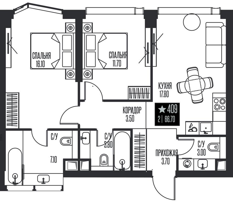 2-BD Apartment Sale, 66.7 sq. m. at Ice Towers, State Nature Reserve of Regional Significance Forest on the Samorodinka River, Moscow, Russia #1 2-BD Apartment Sale, 66.7 sq. m. at Ice Towers, State Nature Reserve of Regional Significance Forest on the Samorodinka River, Moscow, Russia #1