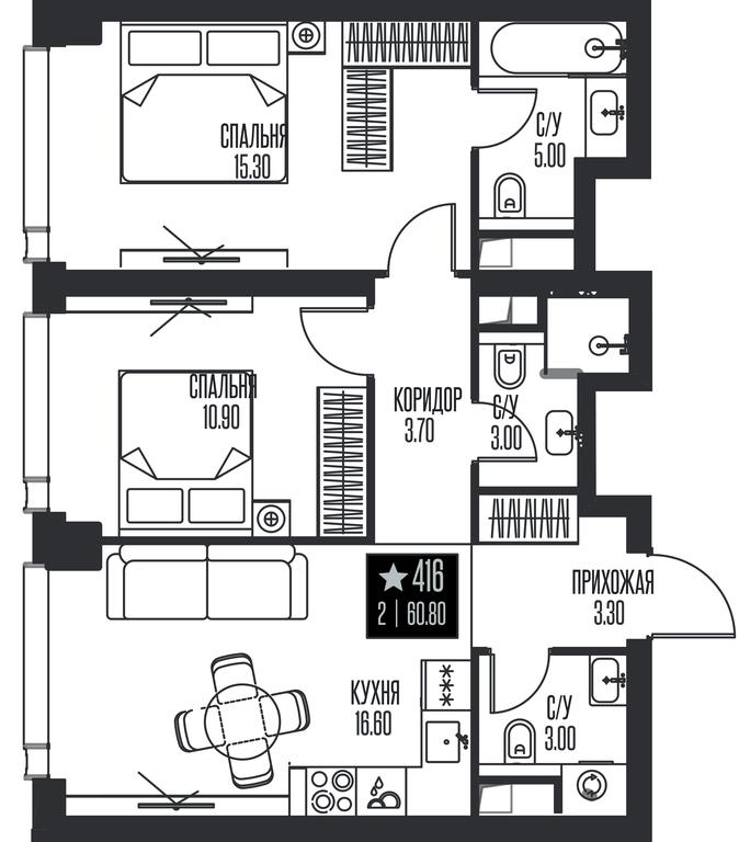 2-BD Apartment Sale, 60.8平方米 at Ice Towers, State Nature Reserve of Regional Significance Forest on the Samorodinka River, Moscow, Russia #1 2-BD Apartment Sale, 60.8平方米 at Ice Towers, State Nature Reserve of Regional Significance Forest on the Samorodinka River, Moscow, Russia #1