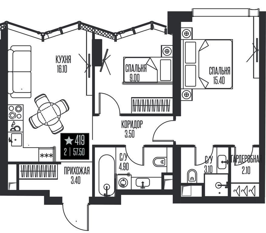 2-BD Apartment Sale, 57.5平方米 at Ice Towers, State Nature Reserve of Regional Significance Forest on the Samorodinka River, Moscow, Russia #1 2-BD Apartment Sale, 57.5平方米 at Ice Towers, State Nature Reserve of Regional Significance Forest on the Samorodinka River, Moscow, Russia #1