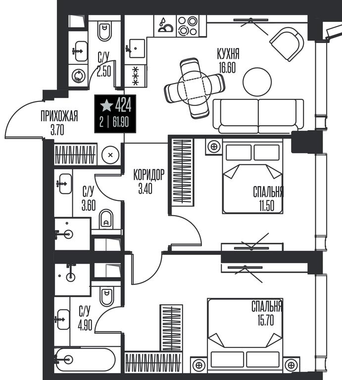 2-BD Apartment Sale, 61.9平方米 at Ice Towers, State Nature Reserve of Regional Significance Forest on the Samorodinka River, Moscow, Russia #1 2-BD Apartment Sale, 61.9平方米 at Ice Towers, State Nature Reserve of Regional Significance Forest on the Samorodinka River, Moscow, Russia #1