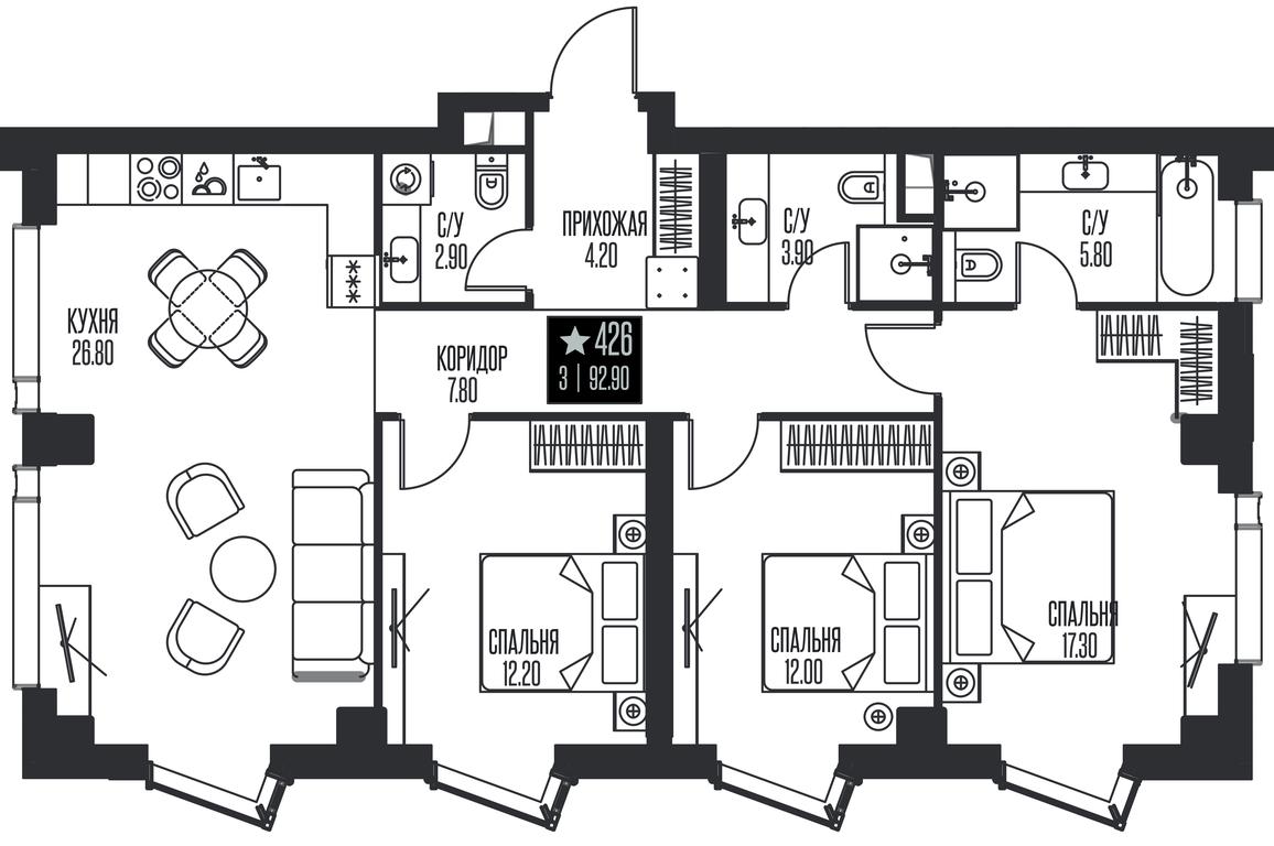3-BD Apartment Sale, 92.9 sq. m. at Ice Towers, State Nature Reserve of Regional Significance Forest on the Samorodinka River, Moscow, Russia #1 3-BD Apartment Sale, 92.9 sq. m. at Ice Towers, State Nature Reserve of Regional Significance Forest on the Samorodinka River, Moscow, Russia #1