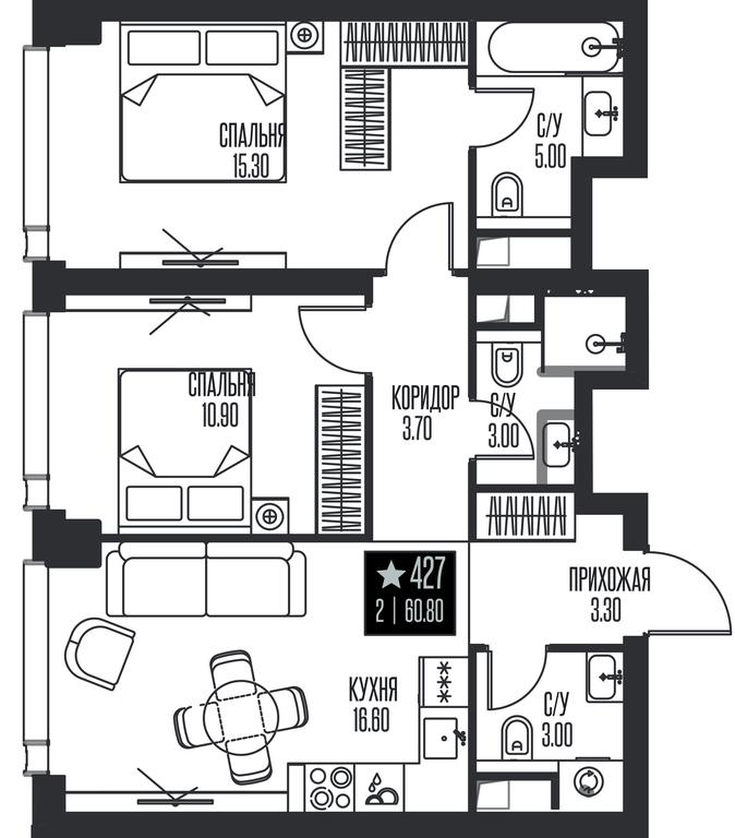 2-BD Apartment Sale, 60.8平方米 at Ice Towers, State Nature Reserve of Regional Significance Forest on the Samorodinka River, Moscow, Russia #1 2-BD Apartment Sale, 60.8平方米 at Ice Towers, State Nature Reserve of Regional Significance Forest on the Samorodinka River, Moscow, Russia #1