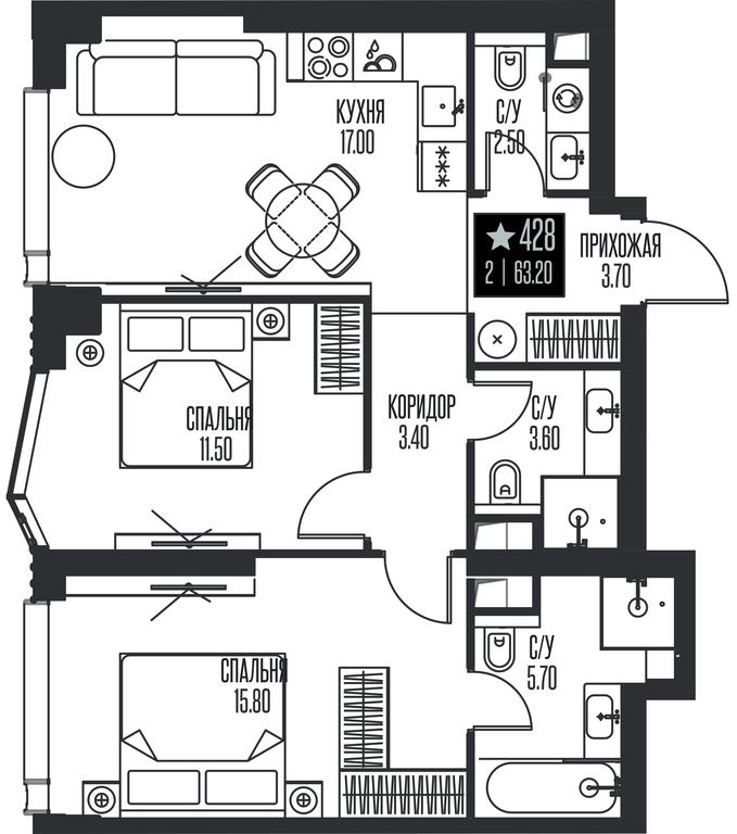 2-BD Apartment Sale, 63.2 sq. m. at Ice Towers, State Nature Reserve of Regional Significance Forest on the Samorodinka River, Moscow, Russia #1 2-BD Apartment Sale, 63.2 sq. m. at Ice Towers, State Nature Reserve of Regional Significance Forest on the Samorodinka River, Moscow, Russia #1