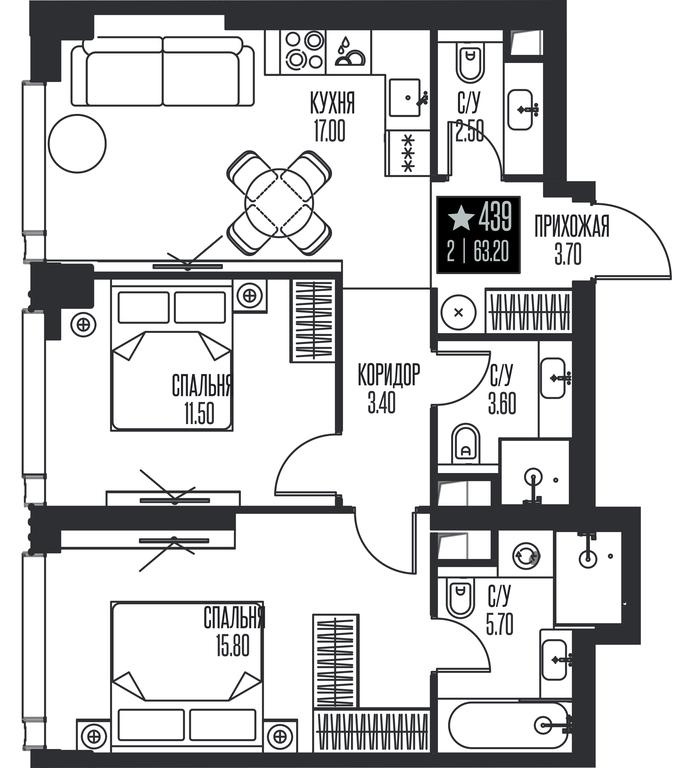 2-BD Apartment Sale, 63.2 sq. m. at Ice Towers, State Nature Reserve of Regional Significance Forest on the Samorodinka River, Moscow, Russia #1 2-BD Apartment Sale, 63.2 sq. m. at Ice Towers, State Nature Reserve of Regional Significance Forest on the Samorodinka River, Moscow, Russia #1