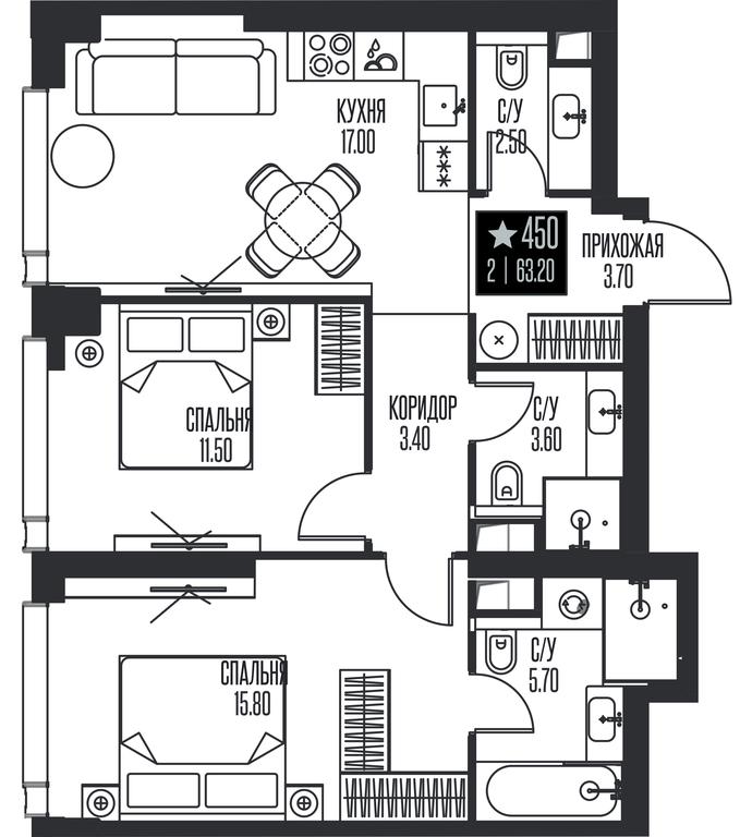 2-BD Apartment Sale, 63.2 sq. m. at Ice Towers, State Nature Reserve of Regional Significance Forest on the Samorodinka River, Moscow, Russia #1 2-BD Apartment Sale, 63.2 sq. m. at Ice Towers, State Nature Reserve of Regional Significance Forest on the Samorodinka River, Moscow, Russia #1