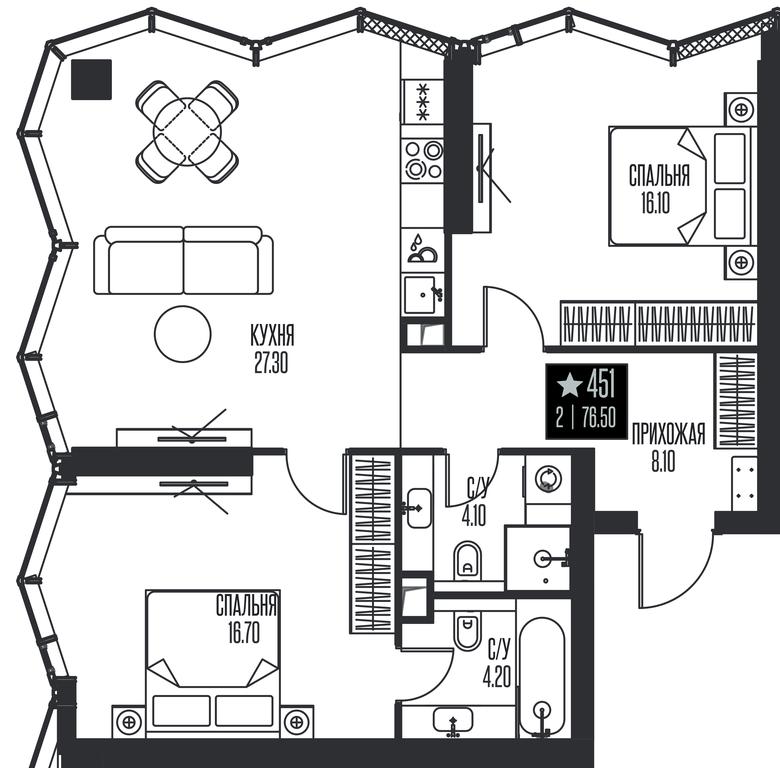 2-BD Apartment Sale, 76.5平方米 at Ice Towers, State Nature Reserve of Regional Significance Forest on the Samorodinka River, Moscow, Russia #1 2-BD Apartment Sale, 76.5平方米 at Ice Towers, State Nature Reserve of Regional Significance Forest on the Samorodinka River, Moscow, Russia #1