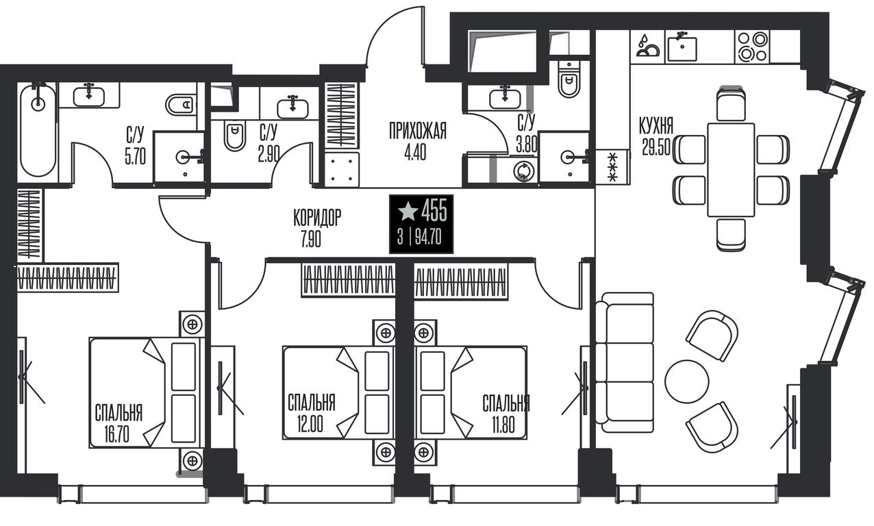 3-BD Apartment Sale, 94.7 sq. m. at Ice Towers, State Nature Reserve of Regional Significance Forest on the Samorodinka River, Moscow, Russia #1