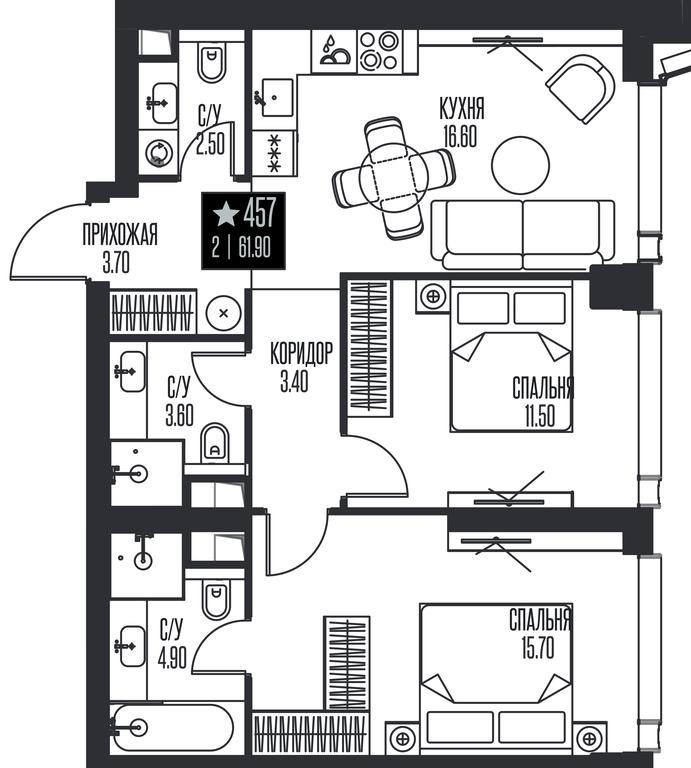 2-BD Apartment Sale, 61.9 sq. m. at Ice Towers, State Nature Reserve of Regional Significance Forest on the Samorodinka River, Moscow, Russia #1 2-BD Apartment Sale, 61.9 sq. m. at Ice Towers, State Nature Reserve of Regional Significance Forest on the Samorodinka River, Moscow, Russia #1