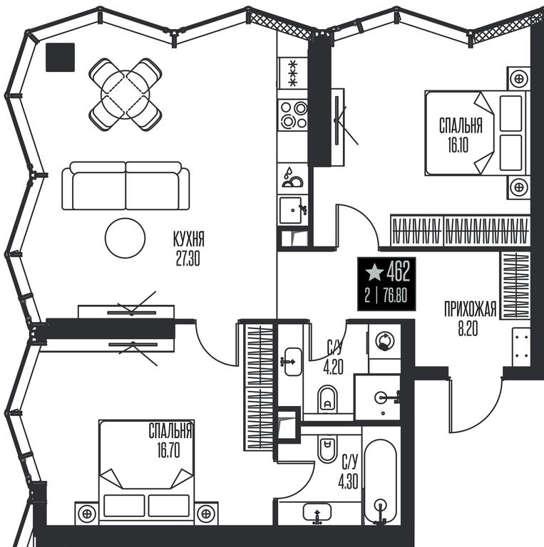 2-BD Apartment Sale, 76.8 sq. m. at Ice Towers, State Nature Reserve of Regional Significance Forest on the Samorodinka River, Moscow, Russia #1 2-BD Apartment Sale, 76.8 sq. m. at Ice Towers, State Nature Reserve of Regional Significance Forest on the Samorodinka River, Moscow, Russia #1