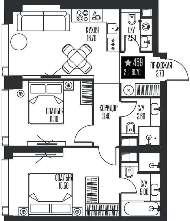 2-BD Apartment Sale, 61.7平方米 at Ice Towers, State Nature Reserve of Regional Significance Forest on the Samorodinka River, Moscow, Russia #1 2-BD Apartment Sale, 61.7平方米 at Ice Towers, State Nature Reserve of Regional Significance Forest on the Samorodinka River, Moscow, Russia #1
