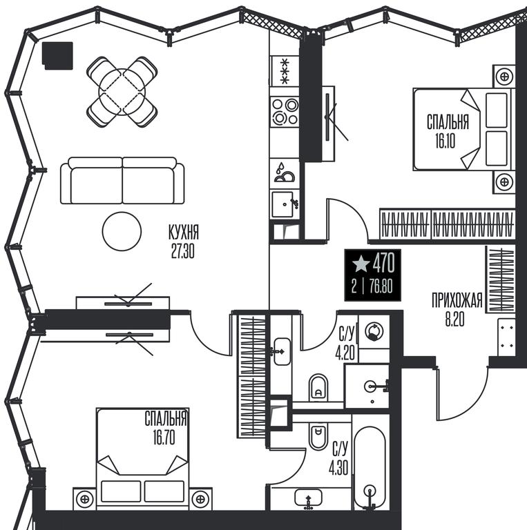 Продажа 2-комн. квартиры, 76,8 м² в ЖК «Ice Towers (Айс Товерс)», государственный природный заказник регионального значения Лес на реке Самородинке, Москва, Россия #1