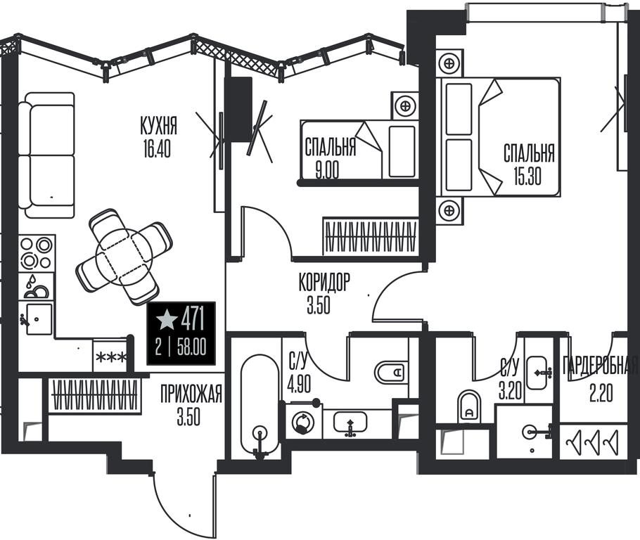 2-BD Apartment Sale, 58 sq. m. at Ice Towers, State Nature Reserve of Regional Significance Forest on the Samorodinka River, Moscow, Russia #1 2-BD Apartment Sale, 58 sq. m. at Ice Towers, State Nature Reserve of Regional Significance Forest on the Samorodinka River, Moscow, Russia #1