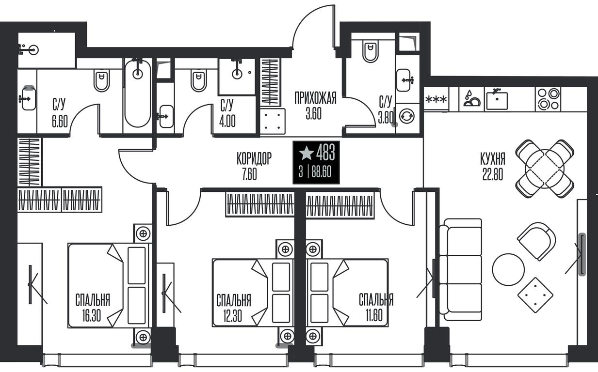 3-BD Apartment Sale, 88.6平方米 at Ice Towers, State Nature Reserve of Regional Significance Forest on the Samorodinka River, Moscow, Russia #1 3-BD Apartment Sale, 88.6平方米 at Ice Towers, State Nature Reserve of Regional Significance Forest on the Samorodinka River, Moscow, Russia #1