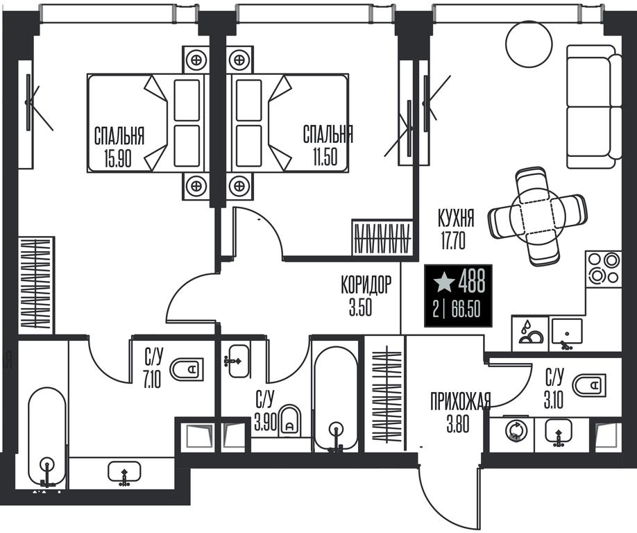 2-BD Apartment Sale, 66.5平方米 at Ice Towers, State Nature Reserve of Regional Significance Forest on the Samorodinka River, Moscow, Russia #1 2-BD Apartment Sale, 66.5平方米 at Ice Towers, State Nature Reserve of Regional Significance Forest on the Samorodinka River, Moscow, Russia #1